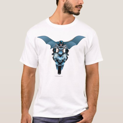 Batman on bike with cape T_Shirt