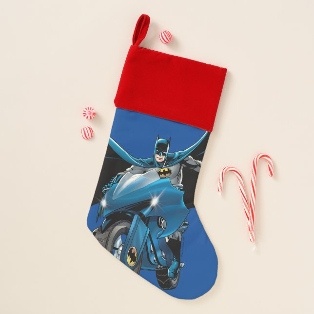 Batman on cycle christmas stocking (Front)