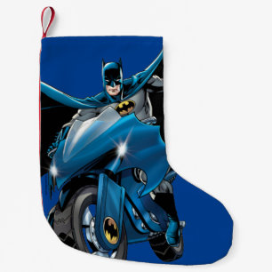 Batman on cycle small christmas stocking