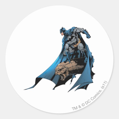 Batman on gargoyle classic round sticker