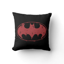 Batman | Oozing Red Bat Logo Throw Pillow