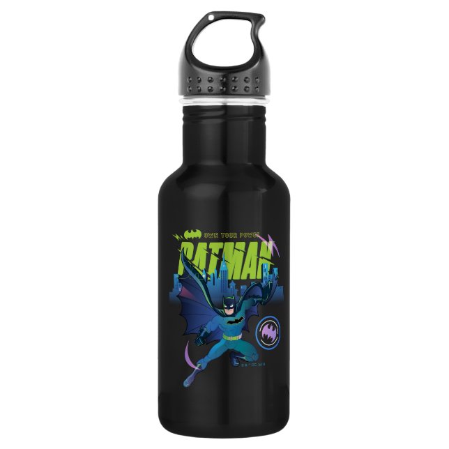 Batman "Own Your Power" City Graphic Stainless Steel Water Bottle (Front)