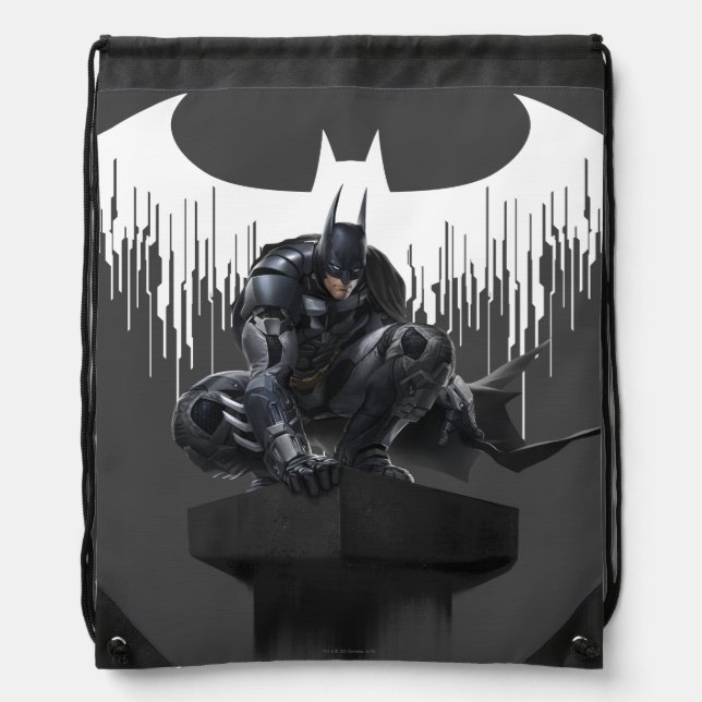 Batman Perched on a Pillar Drawstring Bag (Front)