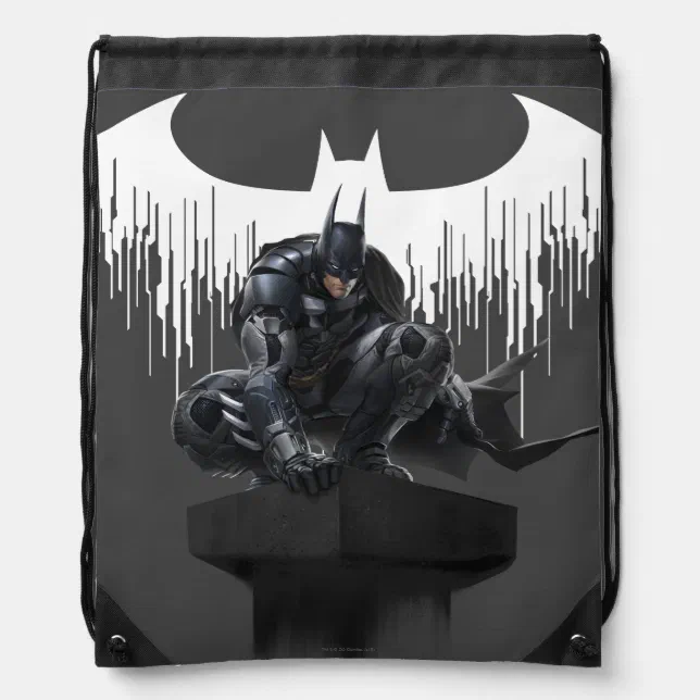 Batman Perched on a Pillar Drawstring Bag | Zazzle