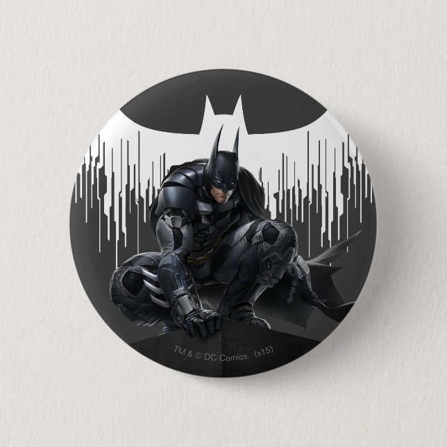 Batman Perched on a Pillar Pinback Button (Front)