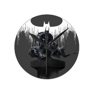 Batman Perched on a Pillar Round Clock