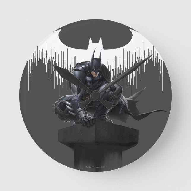 Batman Perched on a Pillar Round Clock (Front)