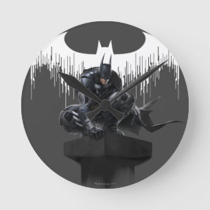 Batman Perched on a Pillar Round Clock