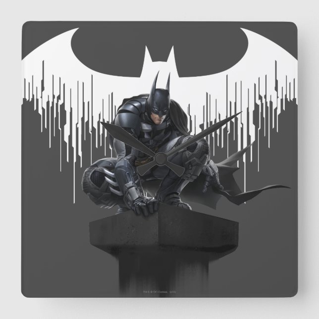 Batman Perched on a Pillar Square Wall Clock (Front)