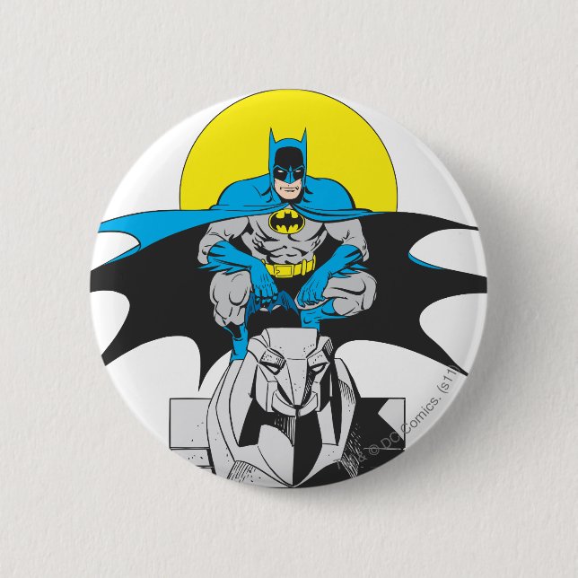 Batman Perches On Stone Lion Pinback Button (Front)
