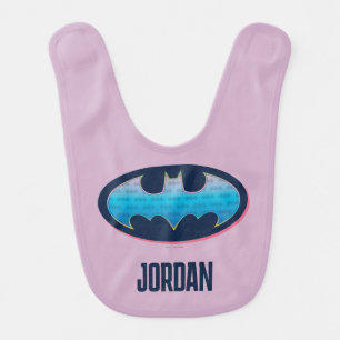 Batman   Pink & Blue Symbol Baby Bib