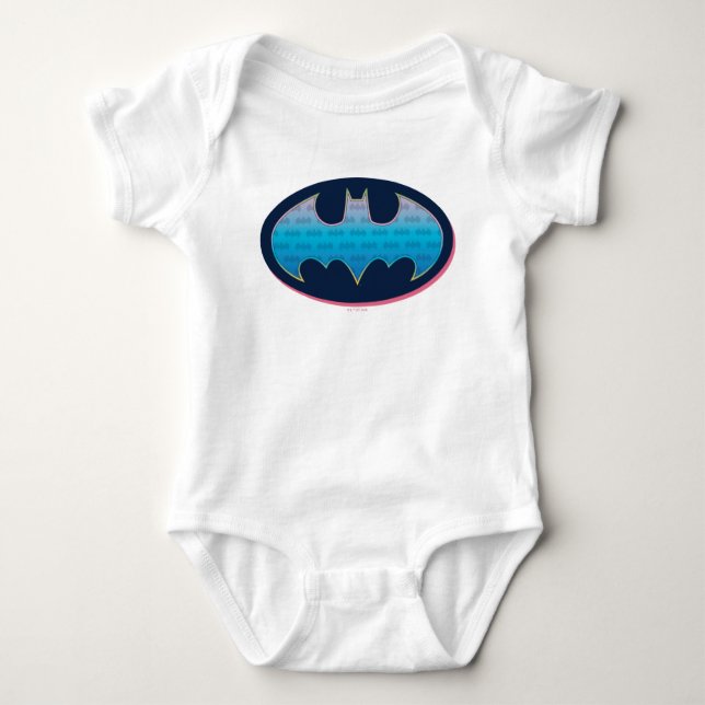 Batman | Pink & Blue Symbol Baby Bodysuit (Front)