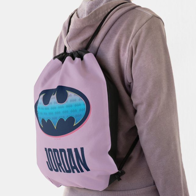 Batman | Pink & Blue Symbol Drawstring Bag (Insitu)