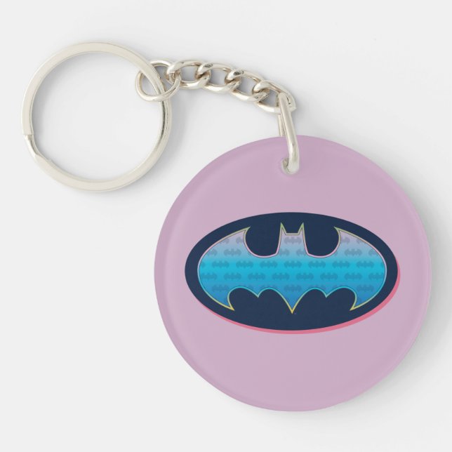 Batman | Pink & Blue Symbol Keychain (Front)