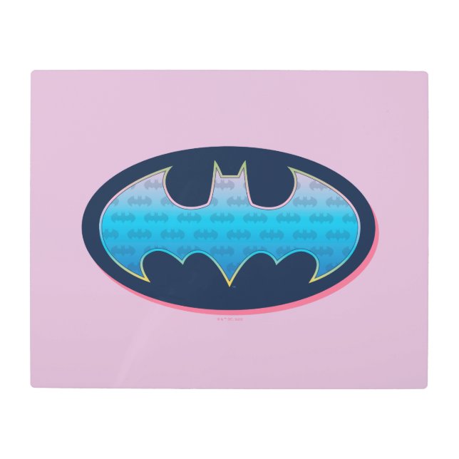 Batman | Pink & Blue Symbol Metal Print (Front)