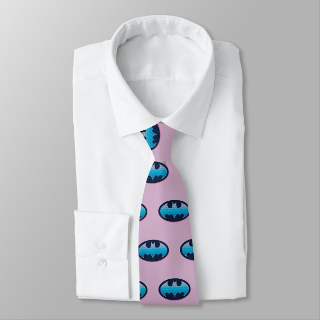 Batman | Pink & Blue Symbol Neck Tie (Tied)