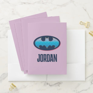 Batman   Pink & Blue Symbol Pocket Folder