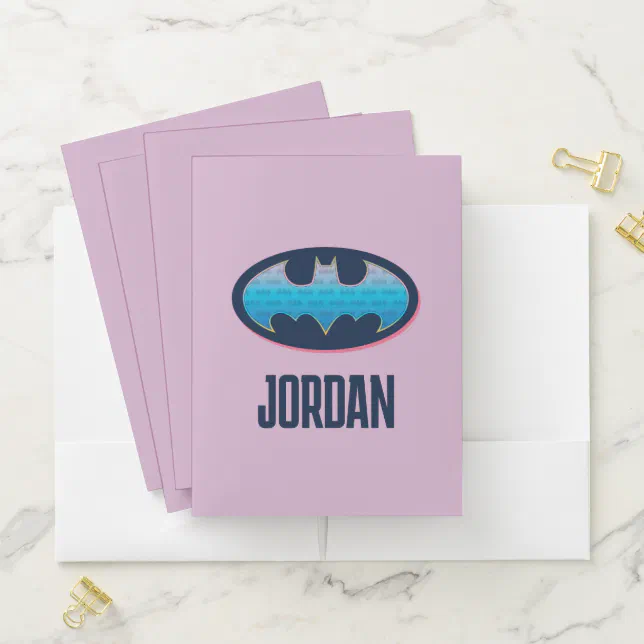 Batman | Pink & Blue Symbol Pocket Folder | Zazzle