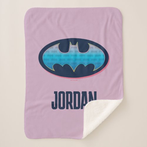 Batman  Pink  Blue Symbol Sherpa Blanket