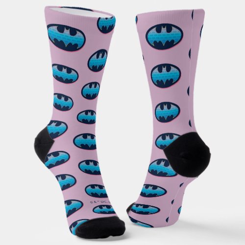 Batman  Pink  Blue Symbol Socks
