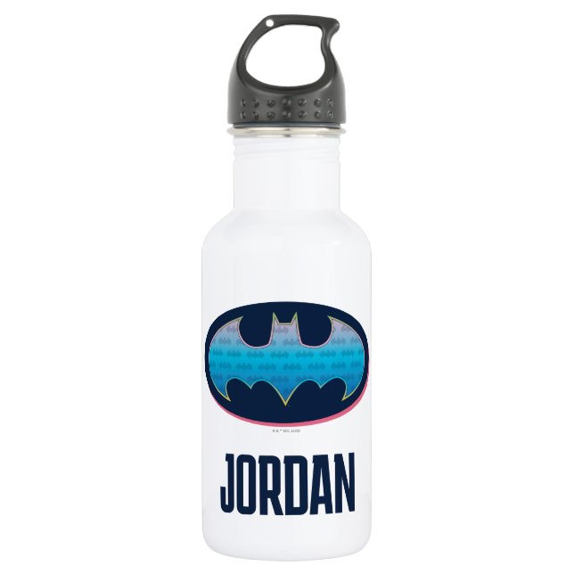 Batman | Pink & Blue Symbol Stainless Steel Water Bottle (Front)