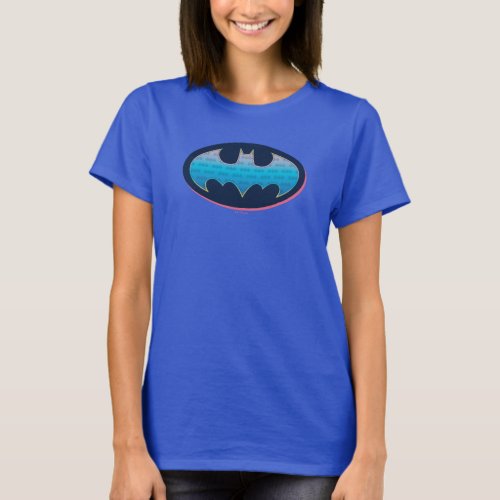 Batman  Pink  Blue Symbol T_Shirt