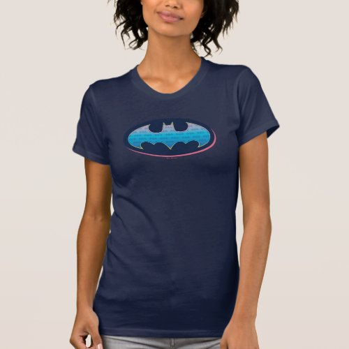 Batman  Pink  Blue Symbol T_Shirt
