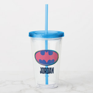 Batman Pink Polka Dot Logo Acrylic Tumbler