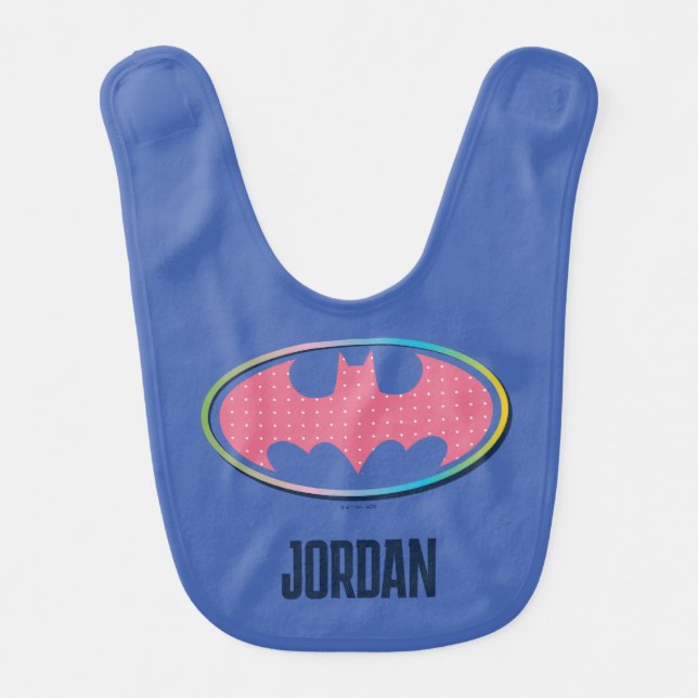 Batman | Pink Polka Dot Logo Baby Bib (Front)