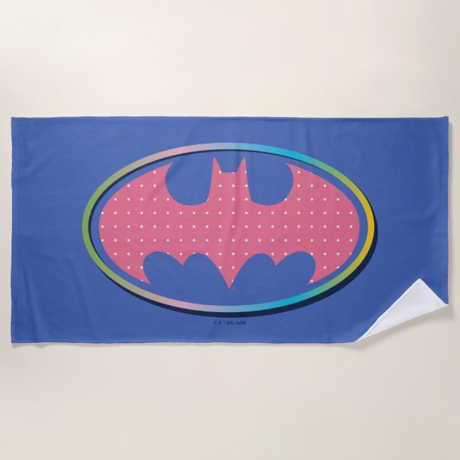Batman | Pink Polka Dot Logo Beach Towel (Front)