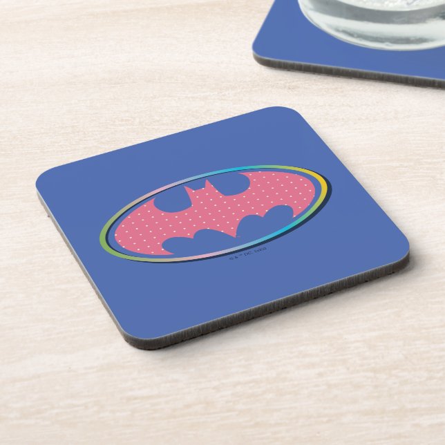 Batman | Pink Polka Dot Logo Beverage Coaster (Left Side)