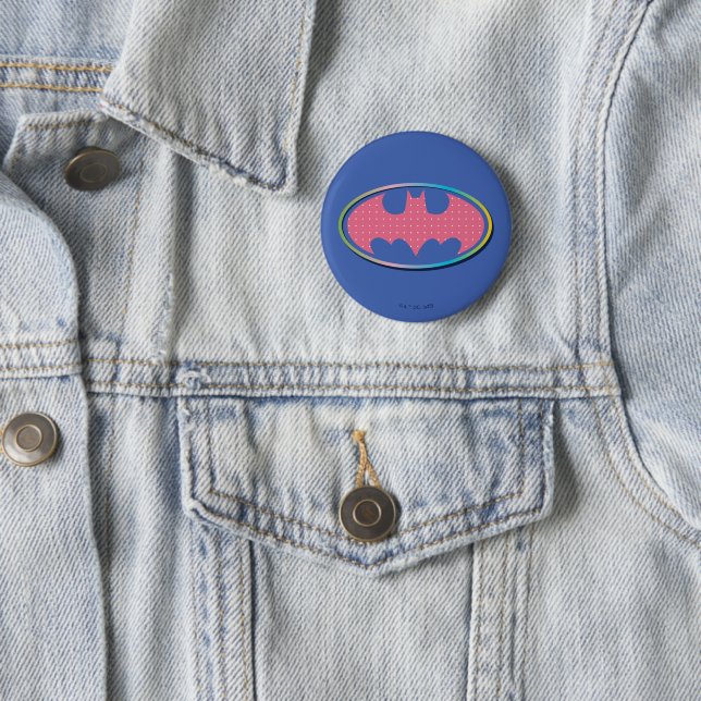 Batman | Pink Polka Dot Logo Button (In Situ)