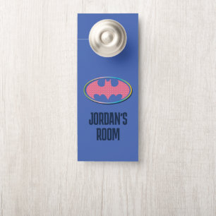 Batman   Pink Polka Dot Logo Door Hanger