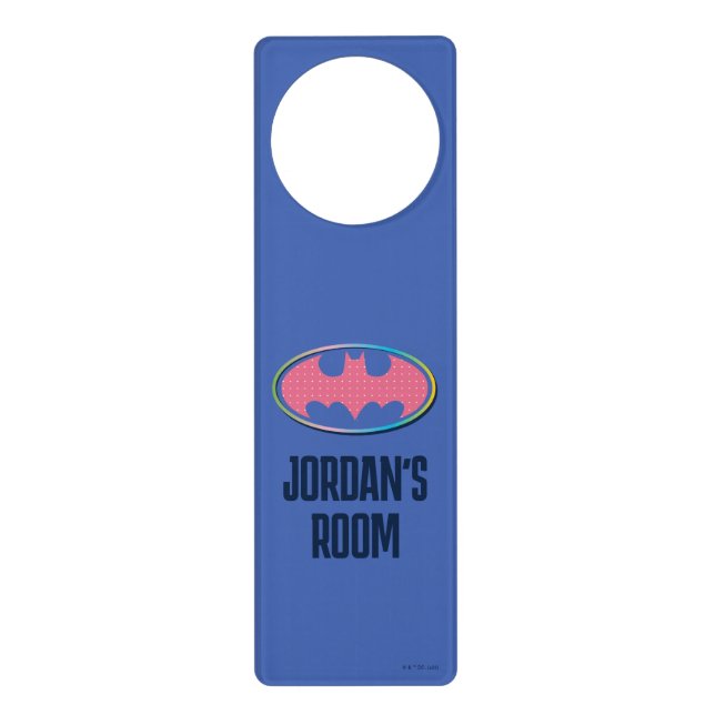Batman | Pink Polka Dot Logo Door Hanger (Front)