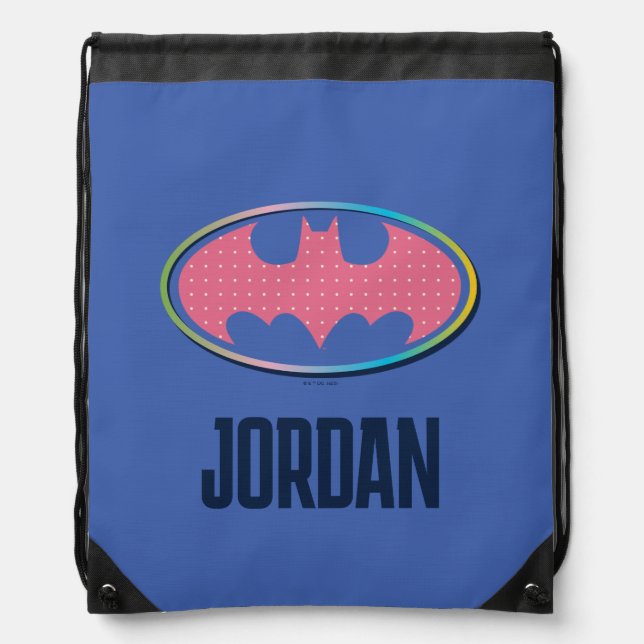 Batman | Pink Polka Dot Logo Drawstring Bag (Front)