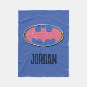 Batman   Pink Polka Dot Logo Fleece Blanket