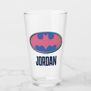 Batman Pink Polka Dot Logo Glass