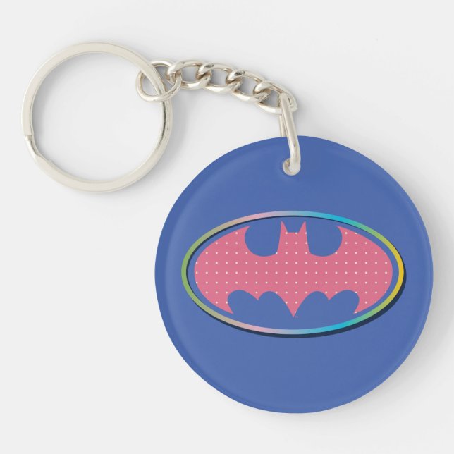 Batman | Pink Polka Dot Logo Keychain (Front)