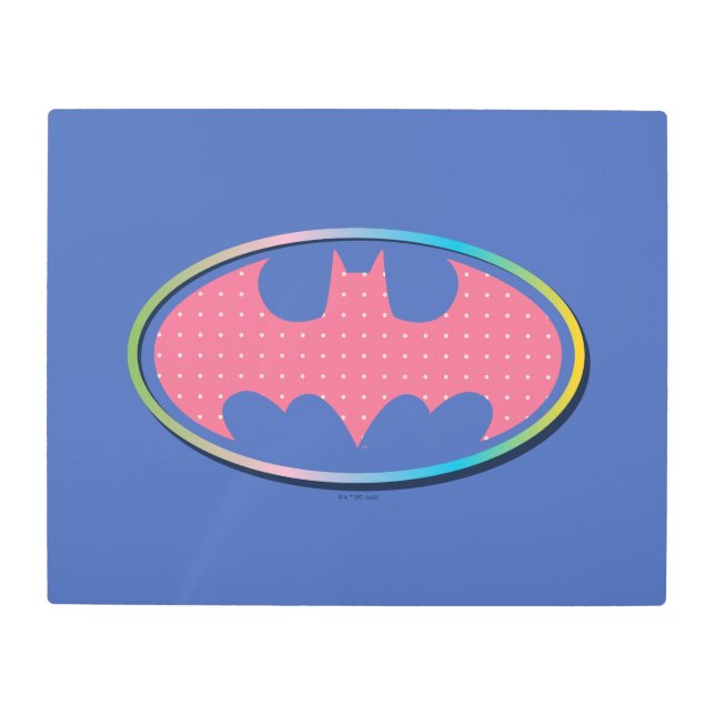 Batman | Pink Polka Dot Logo Metal Print (Front)