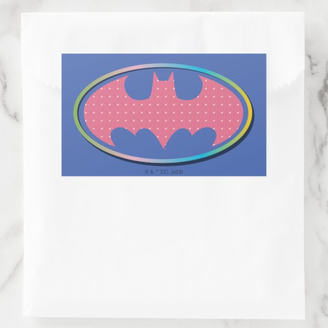 Batman | Pink Polka Dot Logo Rectangular Sticker (Bag)