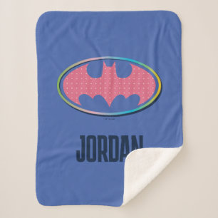 Batman   Pink Polka Dot Logo Sherpa Blanket