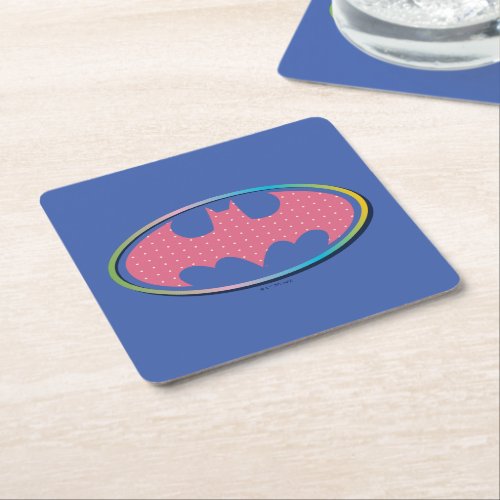 Batman  Pink Polka Dot Logo Square Paper Coaster