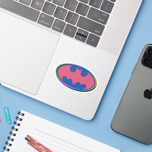 Batman  Pink Polka Dot Logo Sticker