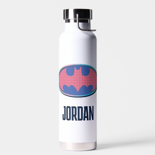 Batman | Pink Polka Dot Logo Water Bottle (Left)
