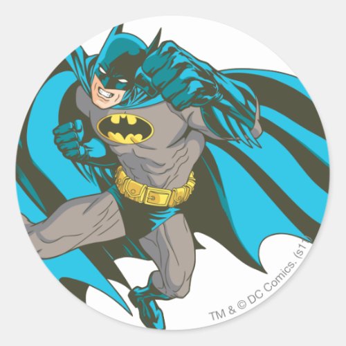 Batman Punching 1 Classic Round Sticker