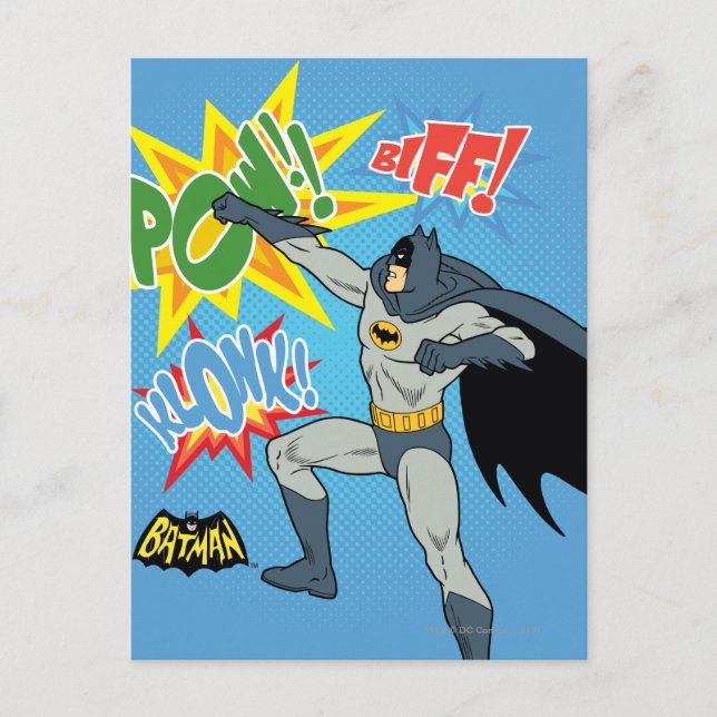 Batman Punching Graphic Postcard (Front)