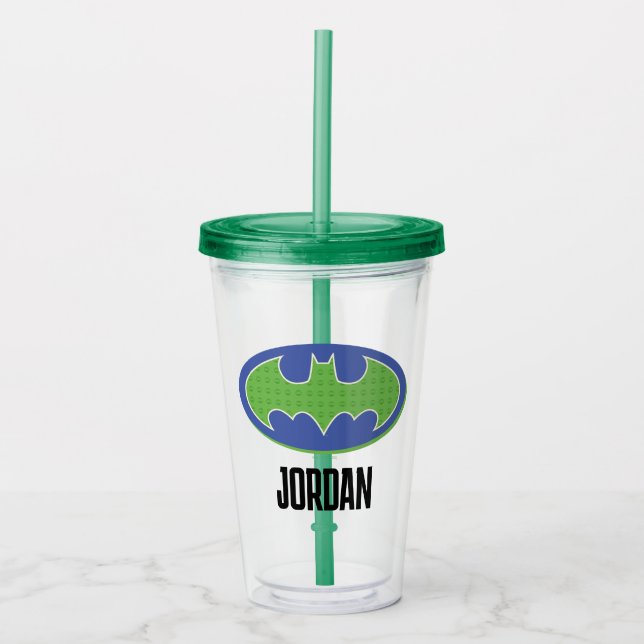 Batman | Purple & Green Symbol Acrylic Tumbler (Front)