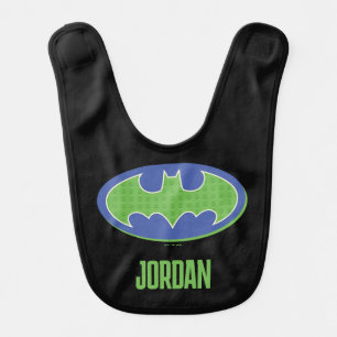 Batman   Purple & Green Symbol Baby Bib