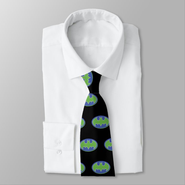 Batman | Purple & Green Symbol Neck Tie (Tied)