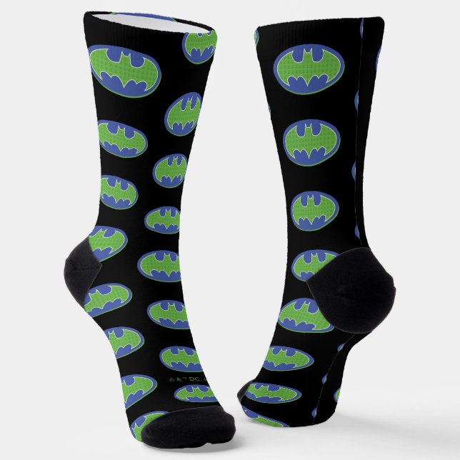 Batman | Purple & Green Symbol Socks (Angled)